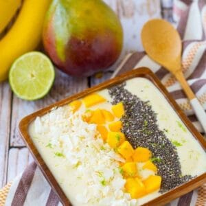 Porridge tropical bowl banana mango oat healthy